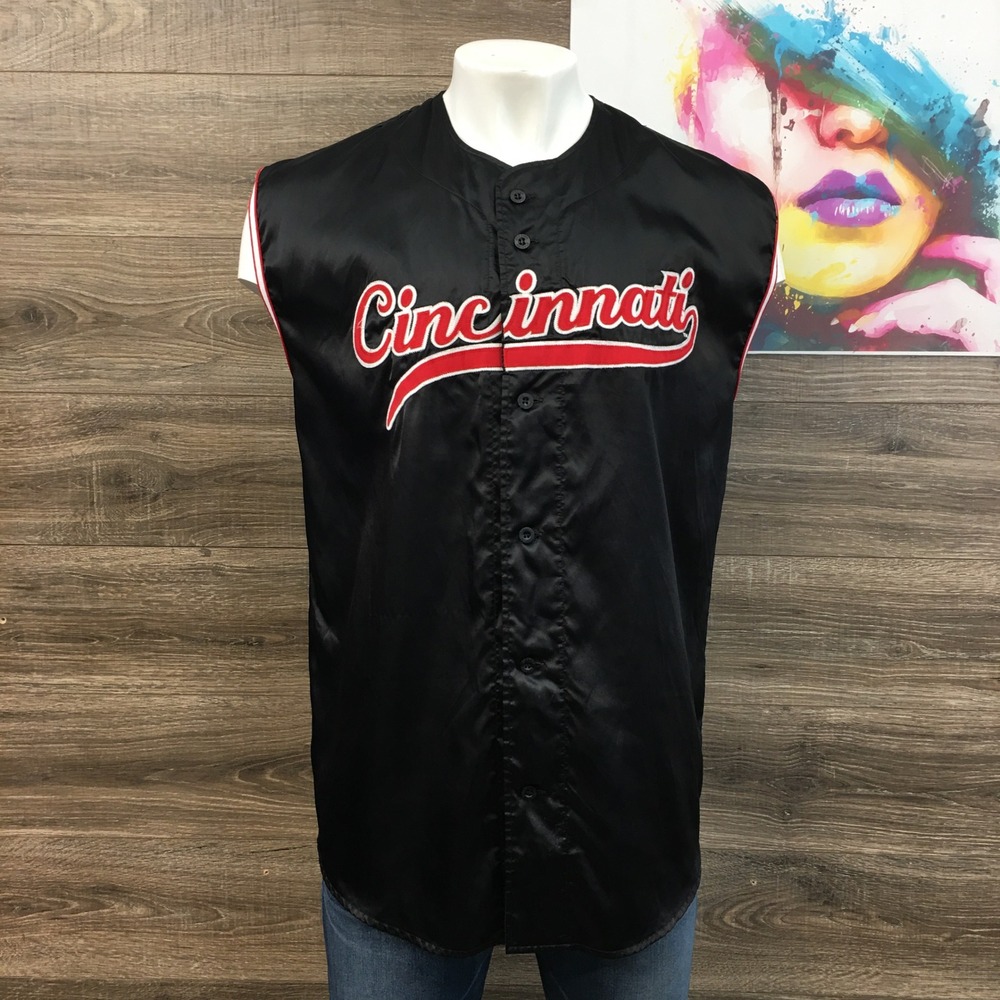 Vintage Starter Cincinnati‎ Baseball Satin Jersey Mens Large Sleeveless Top